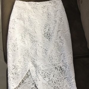BCBG Asymmetric white lace skirt.  Never worn
